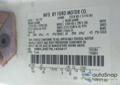 2020 Ford Transit Connect Xl from USA, damaged, VIN NM0LS6E79L1435417